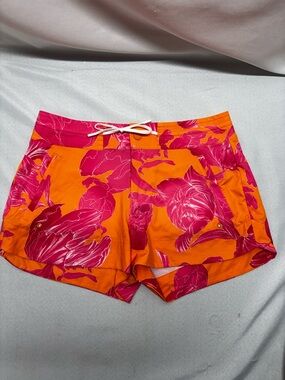 Athleta Swim Board Shorts Womens Size 6 Orange Pink Floral Beach Resort Vacation